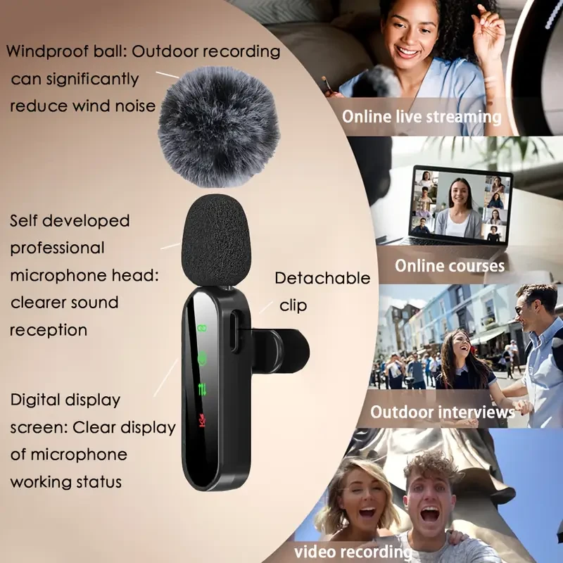 HITOZON 4-in-1 Professional Wireless Lavalier Microphone System