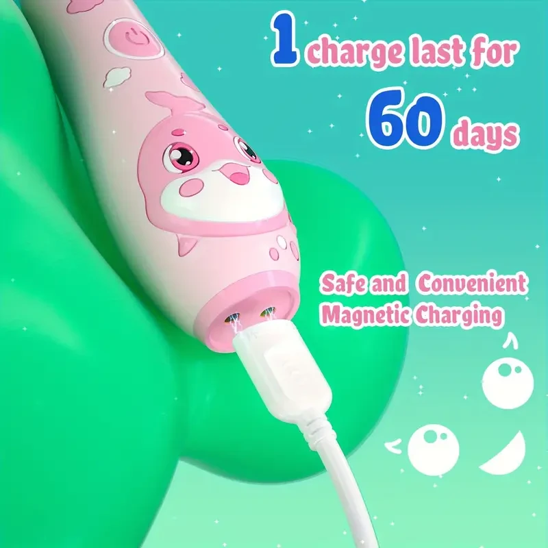 Seago Pink Electric Toothbrush with 8 Replacement Brush Heads