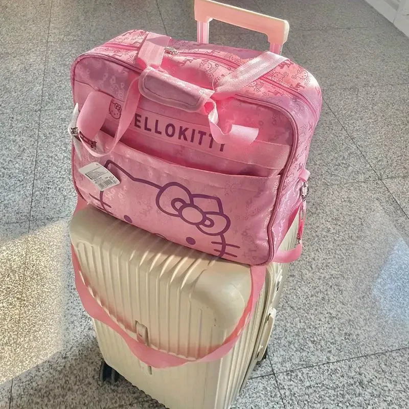 Sanrio Hello Kitty Large-Capacity Travel Luggage Bag Oxford Cloth, Pink