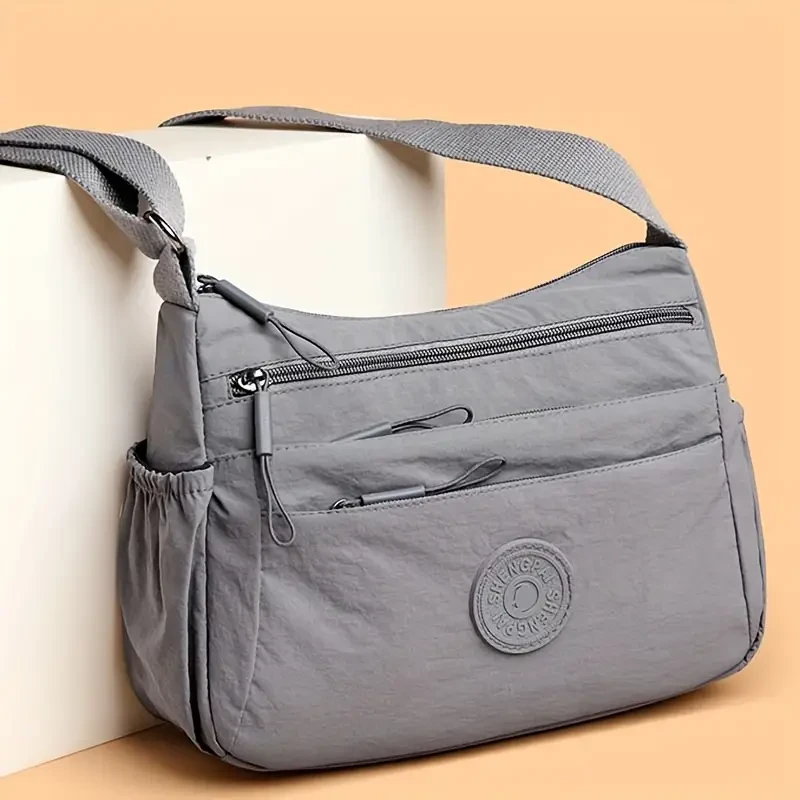 Perfect Lily Adjustable Nylon Crossbody Bag  Multi-Compartment Everyday Organiser (Khaki, Red, Purple, Black, Grey)