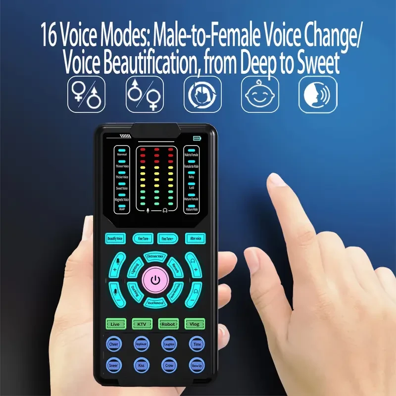 G9 Portable Sound Card Voice Changer 16 Voice Modes, Stereo Output, Earphones Included (Smartphone/PC/Xbox/PS5)