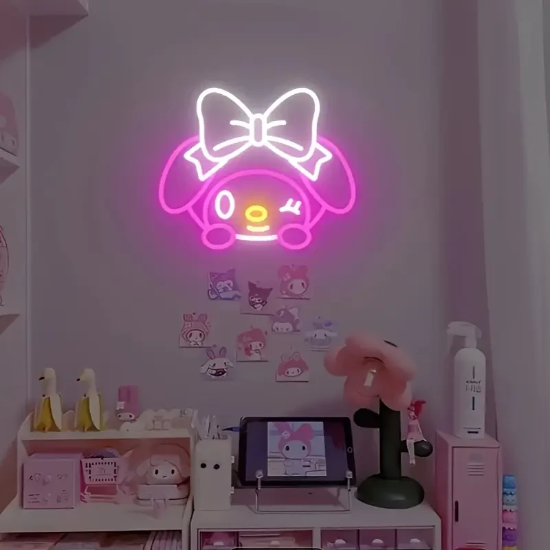 For My Melody Neon Wall Light USB-Powered Pink Bow LED Lamp (Sanrio) Sweet, glowing charm for any NZ bedroom