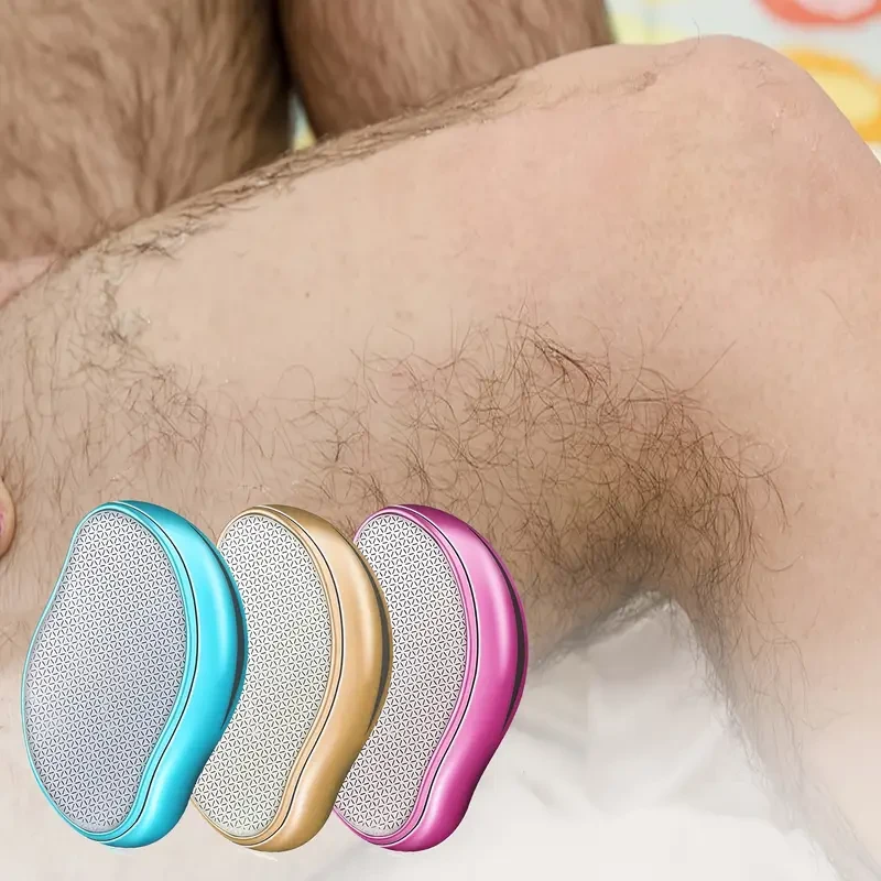 2pcs Unisex Crystal Hair Removal Pads Painless, Reusable & Waterproof Exfoliating Hair Remover (Blue/Pink)