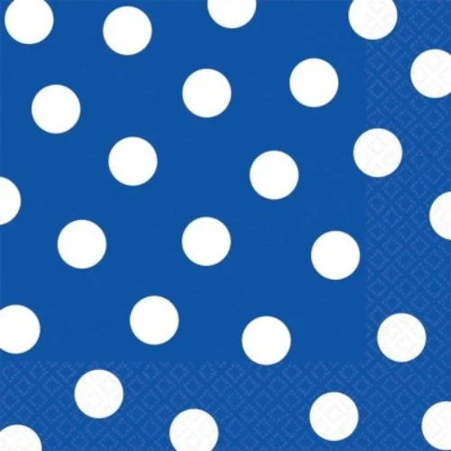 Dots Lunch Napkins - Bright Royal Blue - Pack of 16