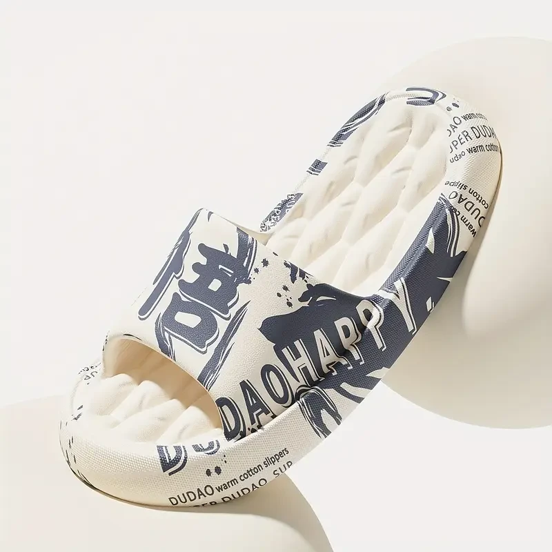 FZT Mens Graffiti Slides Soft EVA Comfort with Playful Black & White Style