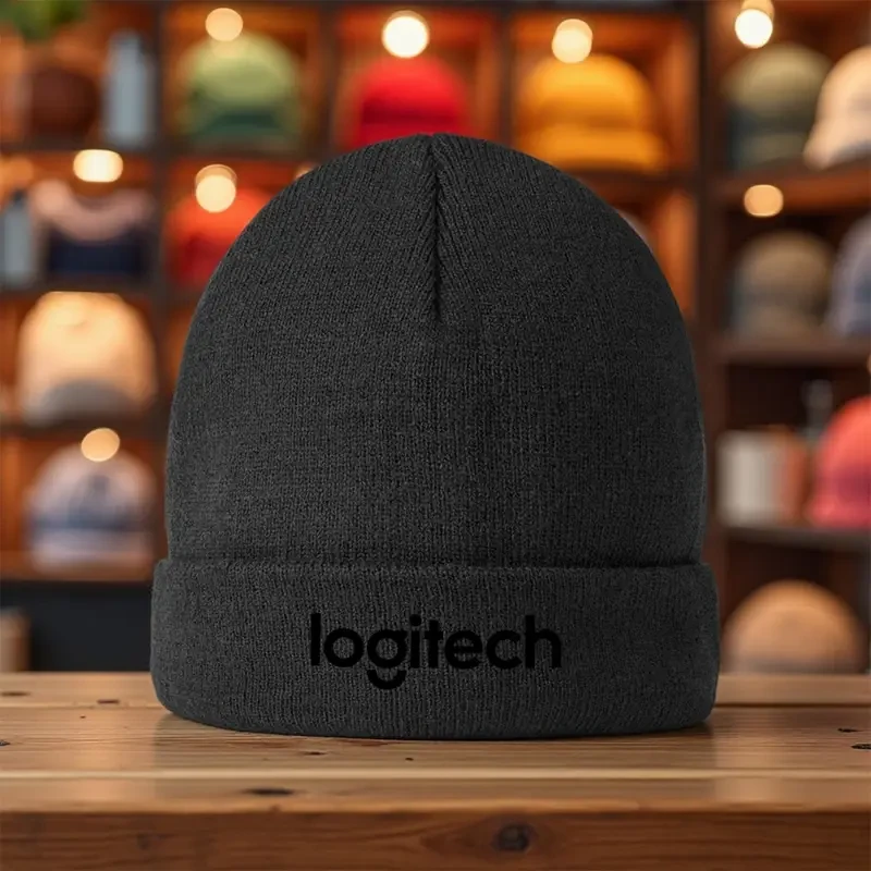 Logitech Branded Stretchy Knit Beanie Hat Warm, Stylish & Officially Branded