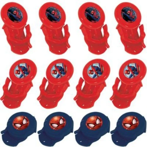 Spiderman Webbed Disc Shooters Favors Pack of 12
