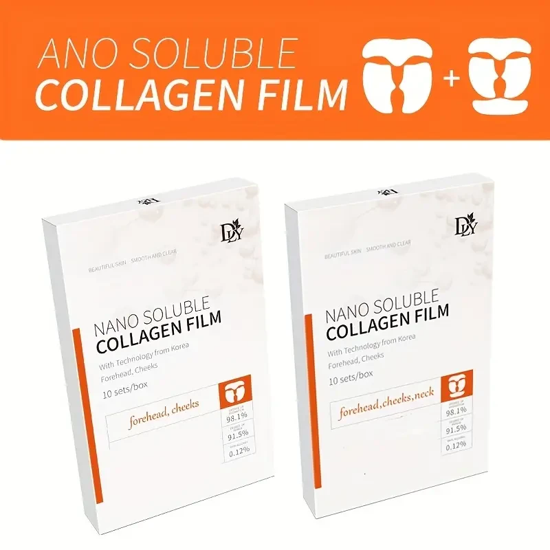 Soluble Collagen Film  Korean Tech Hypoallergenic Sheet for Forehead & Cheeks with Moisturizing Hydration