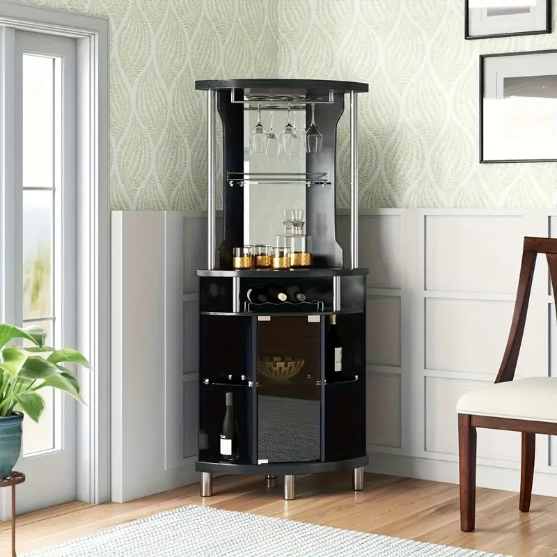 Corner Wine Cabinet Elegant Storage for Wine, Glassware, and Bar Essentials