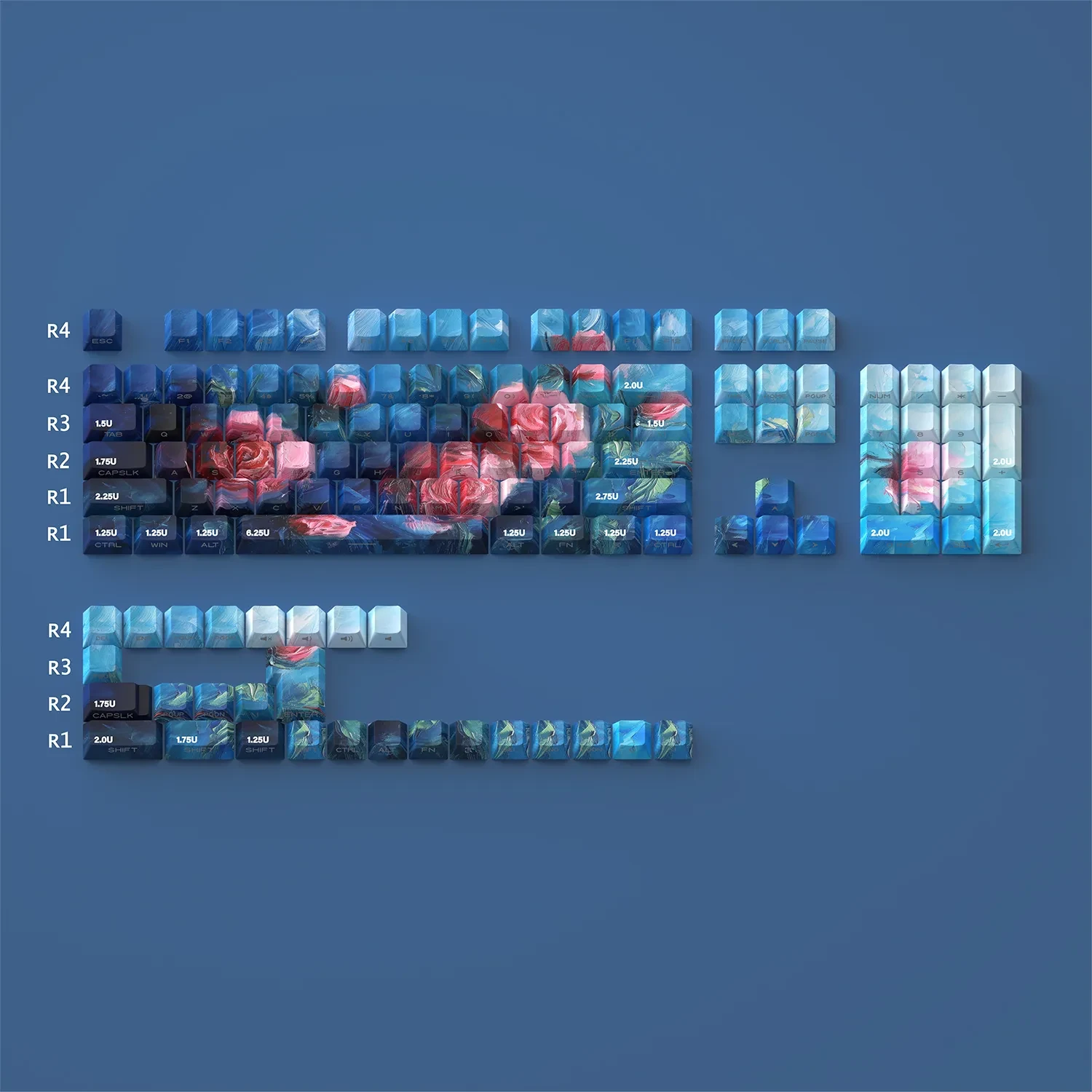 Oil Painting Style Side Carving Transparent Original PBT Atk68 Key Cap