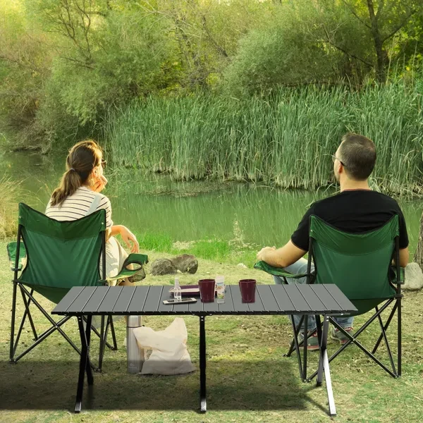 116X60X42cm Black Camping Roll Table