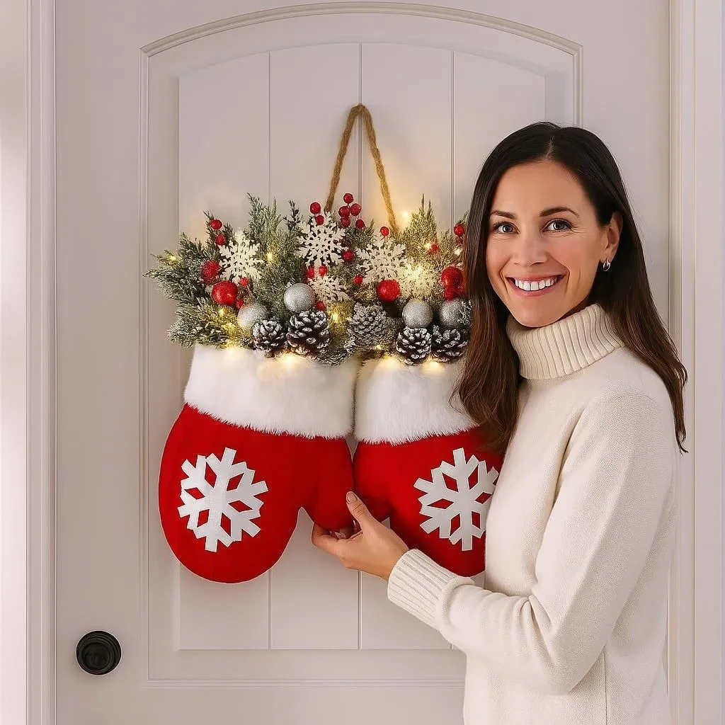 Glittering Christmas Gloves Wreath Christmas Wreath