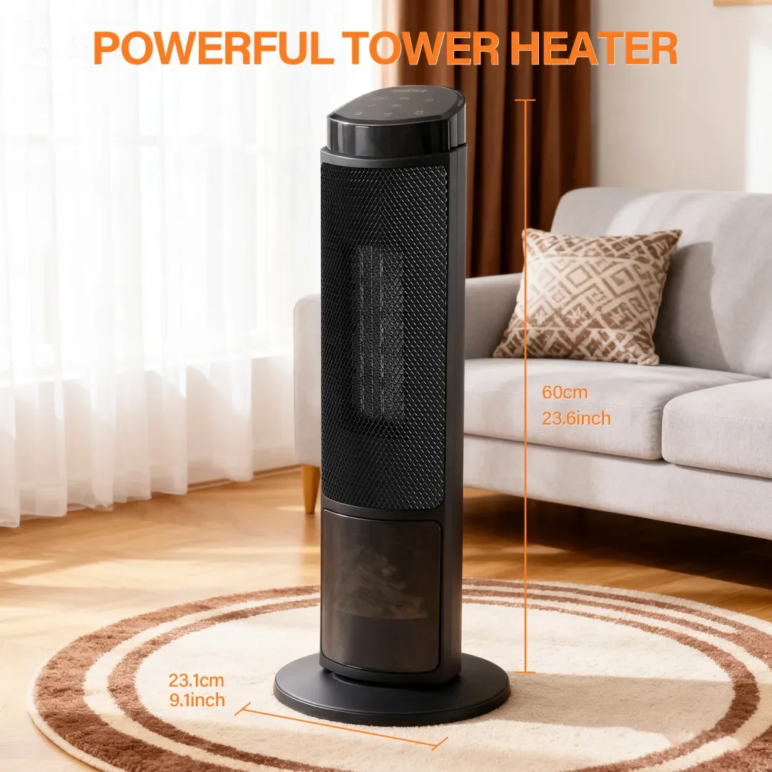 23inch Space Heaters For Indoor Use, Portable Heater With 7 Light Colors