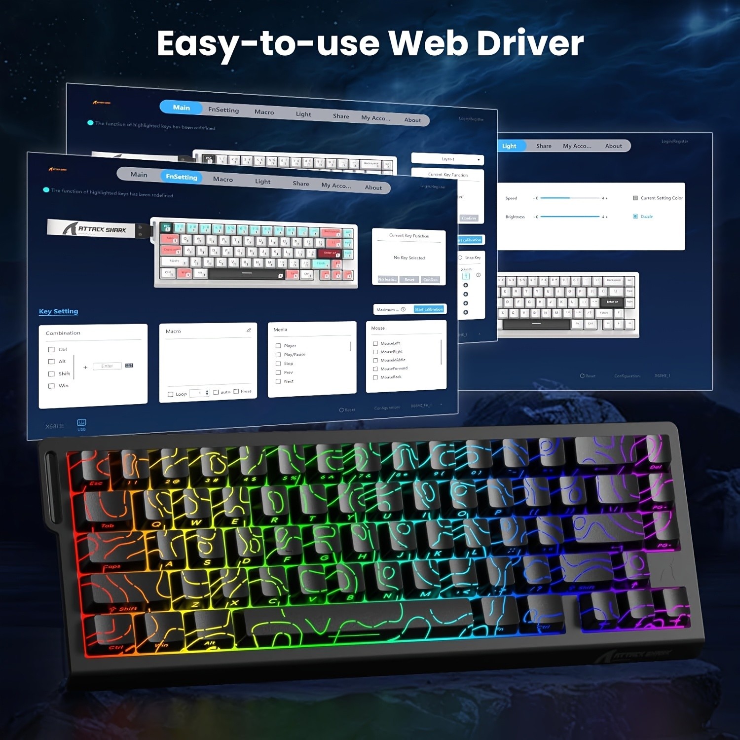 ATTACK SHARK X68HE Magnetic Gaming Keyboard