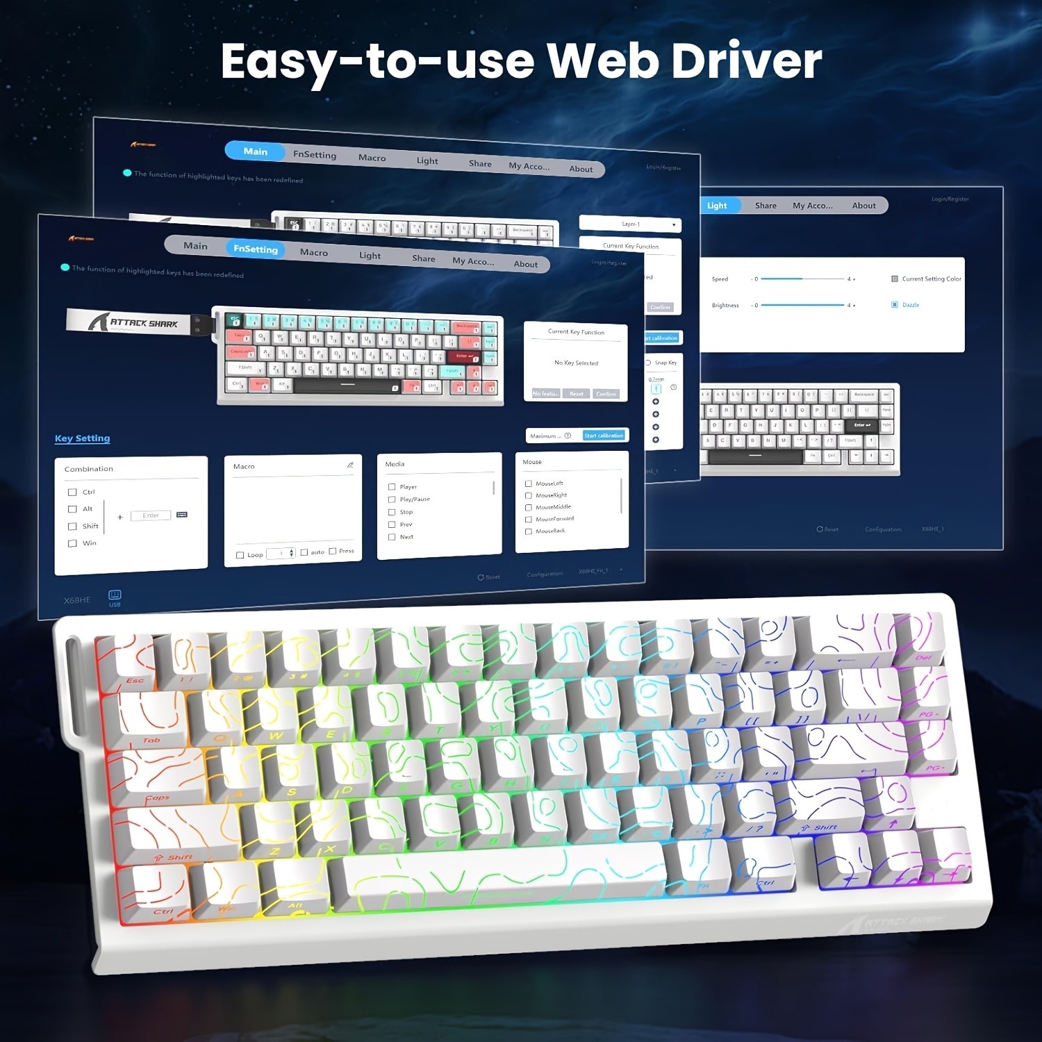 ATTACK SHARK X68HE Magnetic Gaming Keyboard