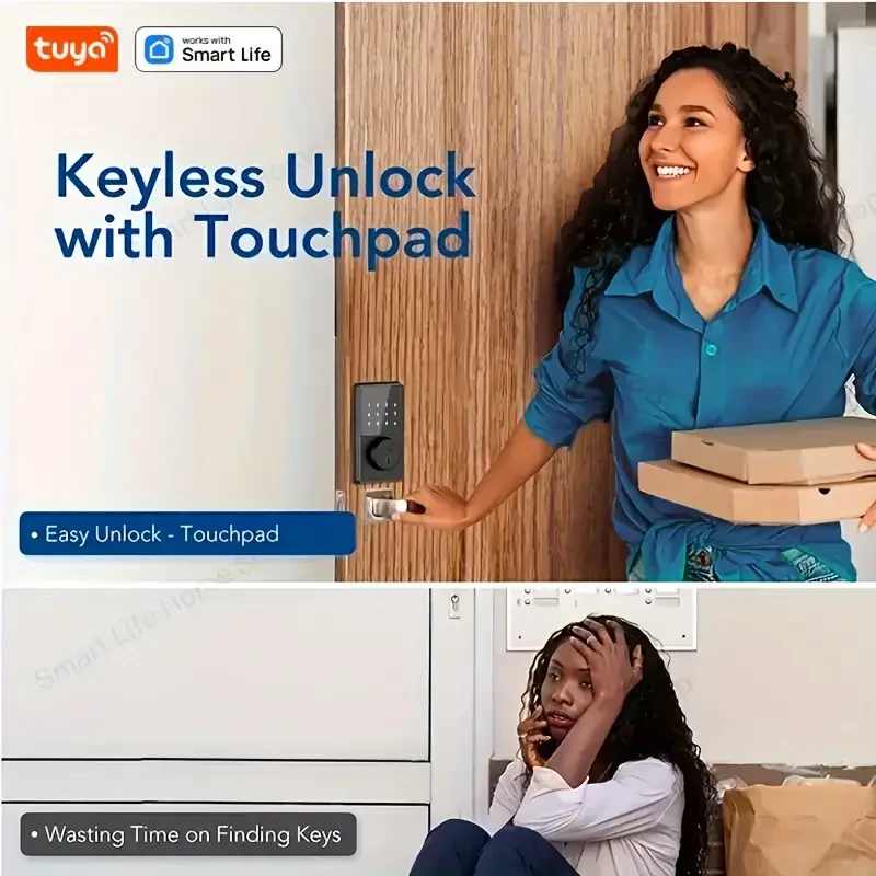 Keyless Entry Door Lock - Smart Lock with Touchscreen Keypad, Secure Deadbolt, Auto Lock, and Waterproof Design