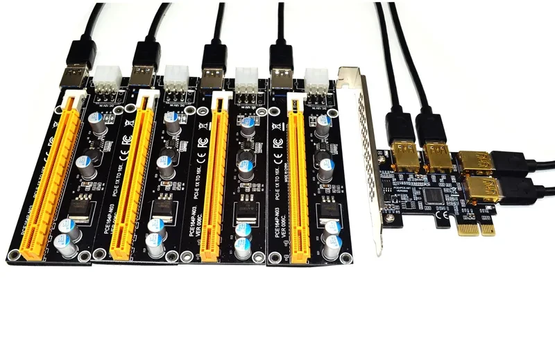 PCI E To PCIE Adapter Card 1 To 4 X1 To 4 PCI E Graphics Slot Adapter Card