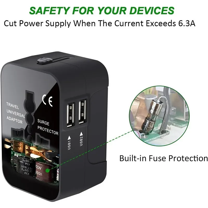 Travel Adapter, Worldwide All In One Universal Travel Adapter Wall Charger AC Power Plug Adapter