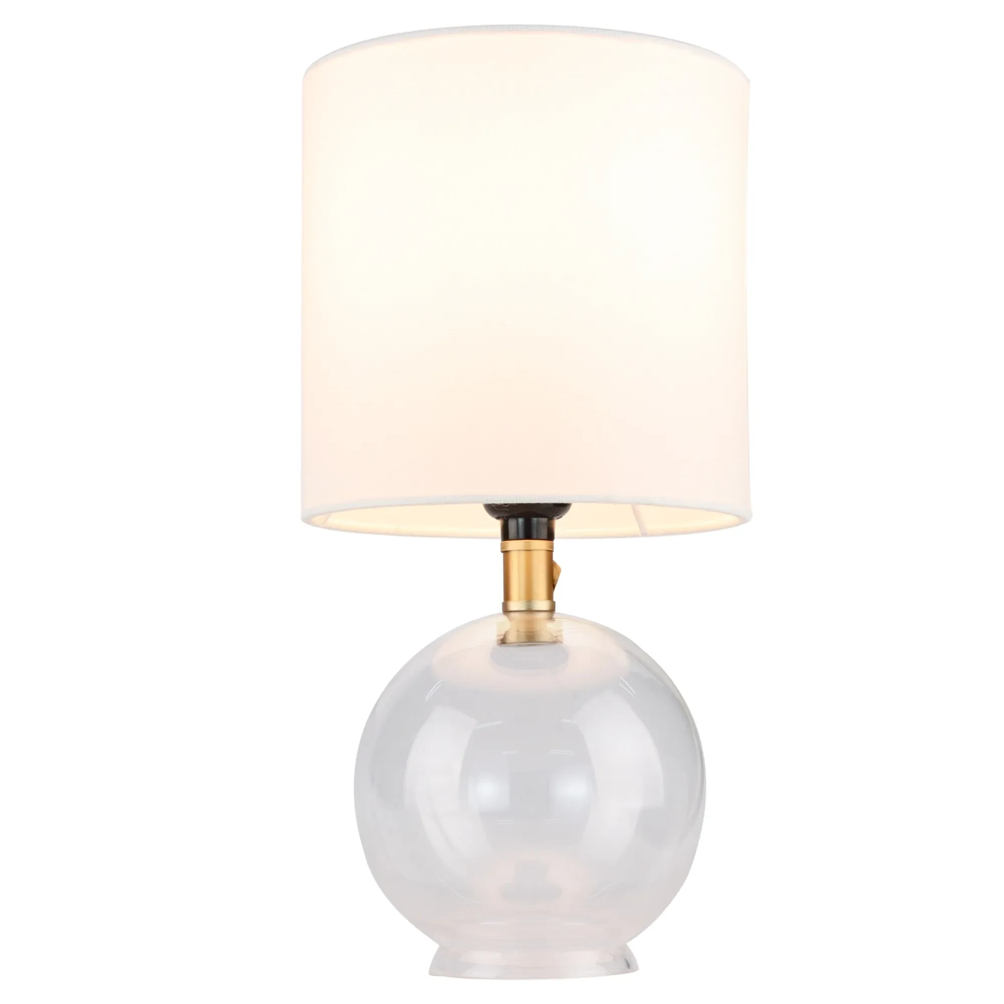 Small Table Lamp For Bedroom Glass Bedside Lamps For Nightstand, Minimalist Night Stand Light Desk Lamp With Cylindric Fabric Shade
