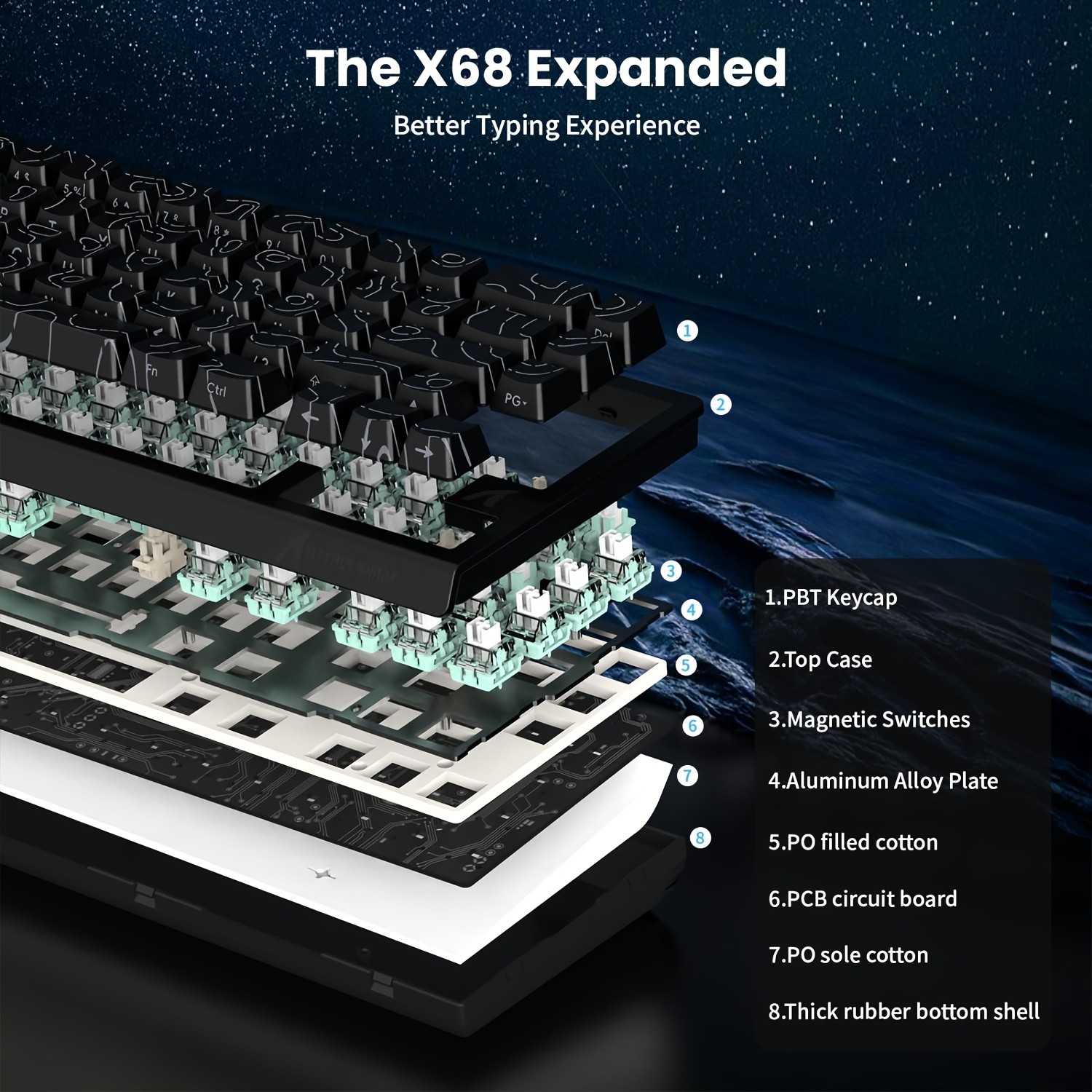 ATTACK SHARK X68 HE 8KHz Rapid Trigger Keyboard Extreme Speed and Precision for NZ Gamers