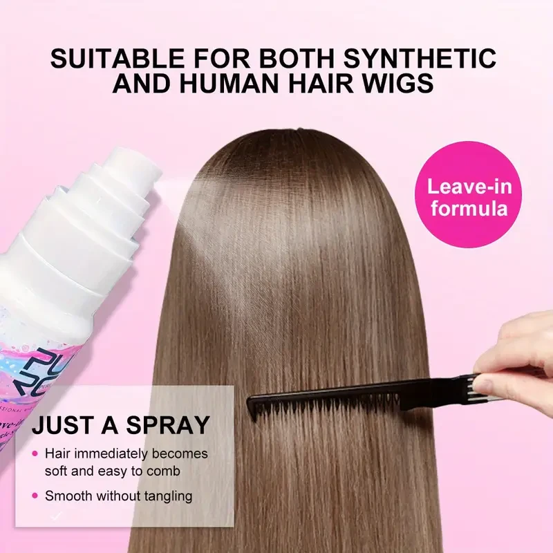 PURC Wig Care Spray Leave-In Softener for Dry, Tangled & Synthetic Wigs