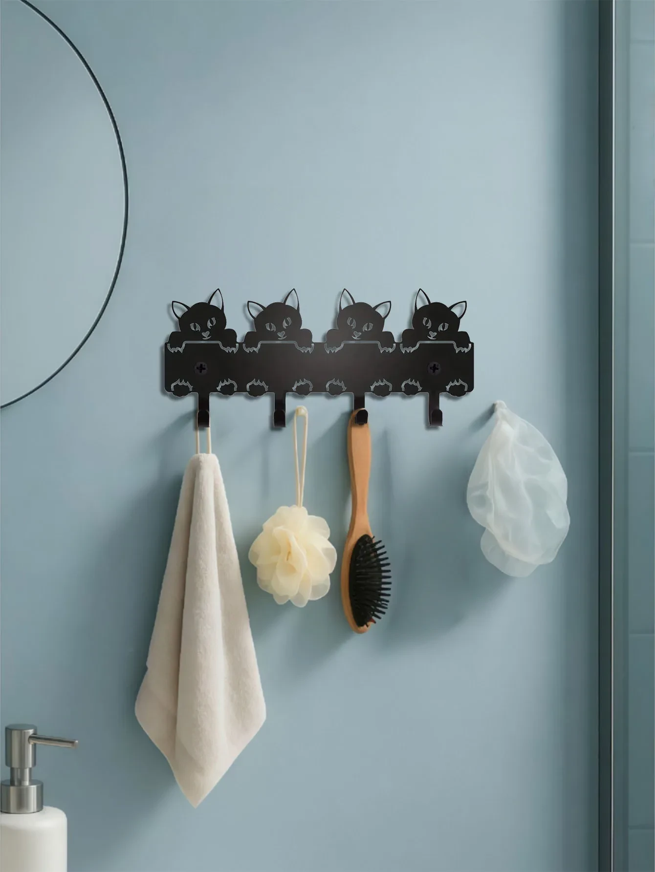 Cat Metal Keychain - Cute Wall Mounted Key Holder, Entryway Organizer Hooks