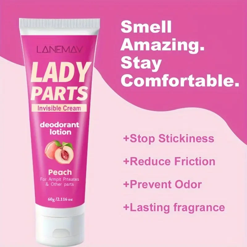 LANEMAY Peach Whole Body Deodorant for Women 72H Odor Control, Aluminum-Free & Skin-Safe
