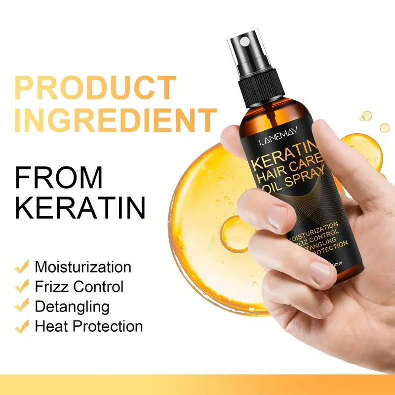 LANEMAY Keratin Hair Care Oil Spray Deep Moisture, Shine & Frizz Control
