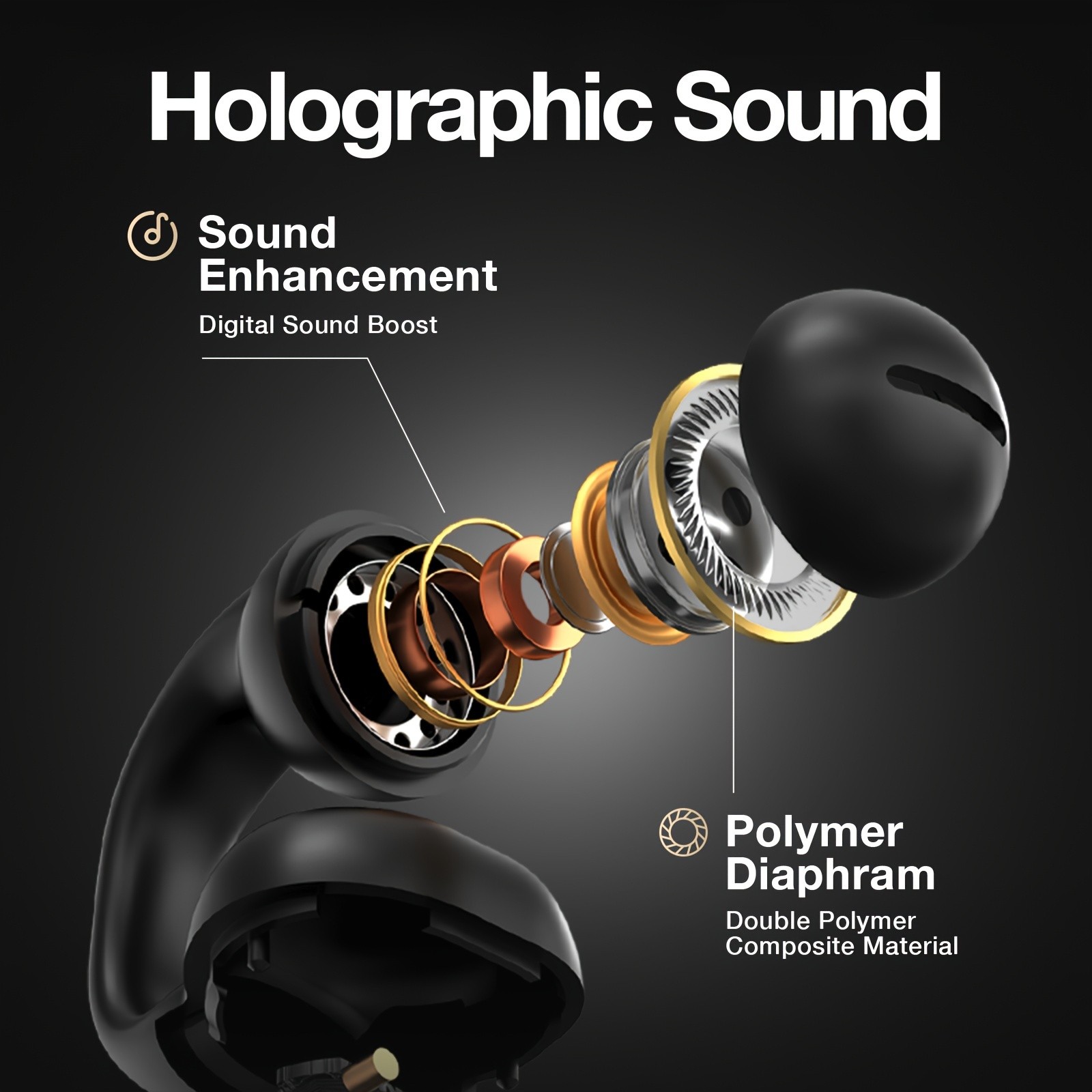 GENAI J01 Wireless Earbuds Open-Ear Clip Headphones with Touch Volume Control
