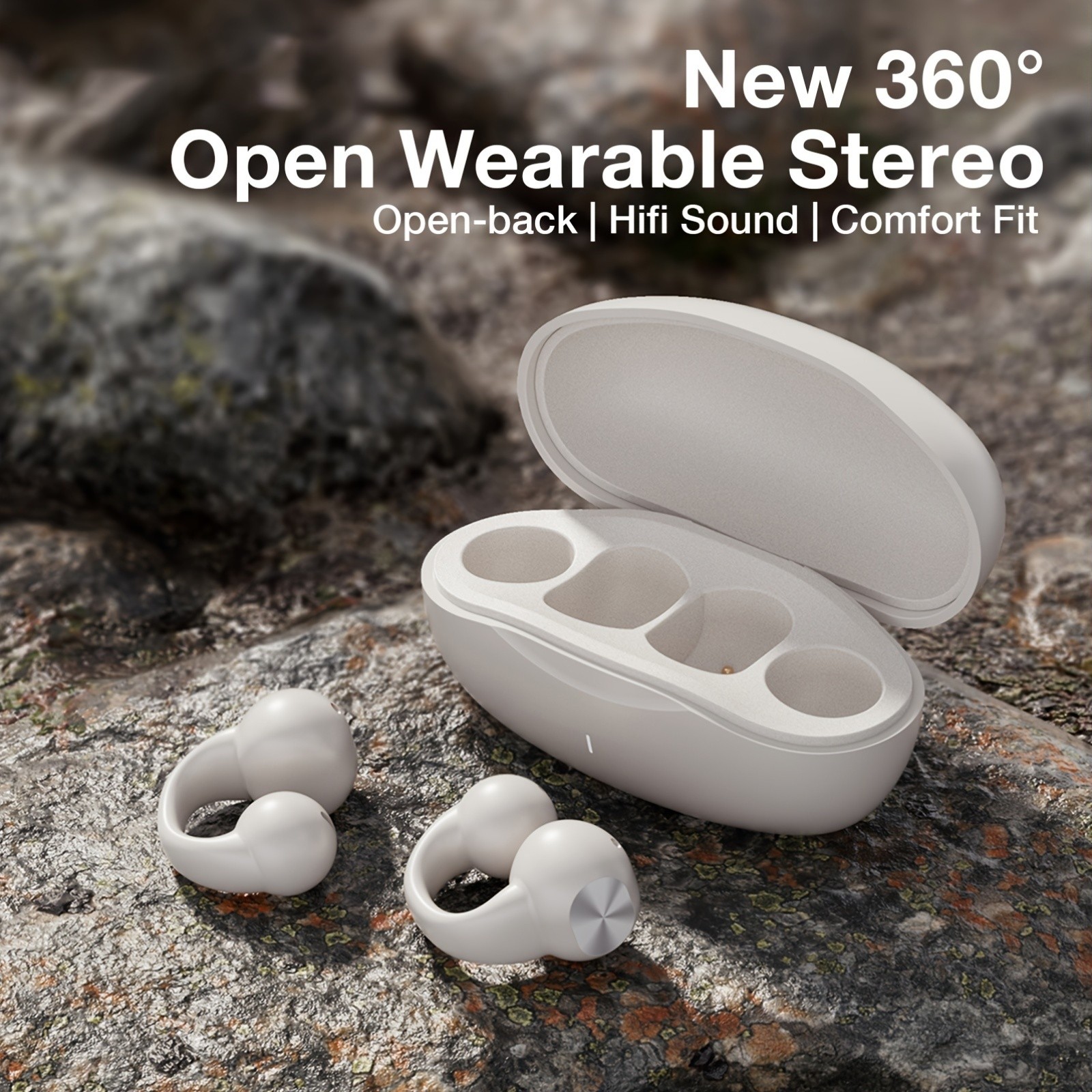GENAI J01 Wireless Earbuds Open-Ear Clip Headphones with Touch Volume Control