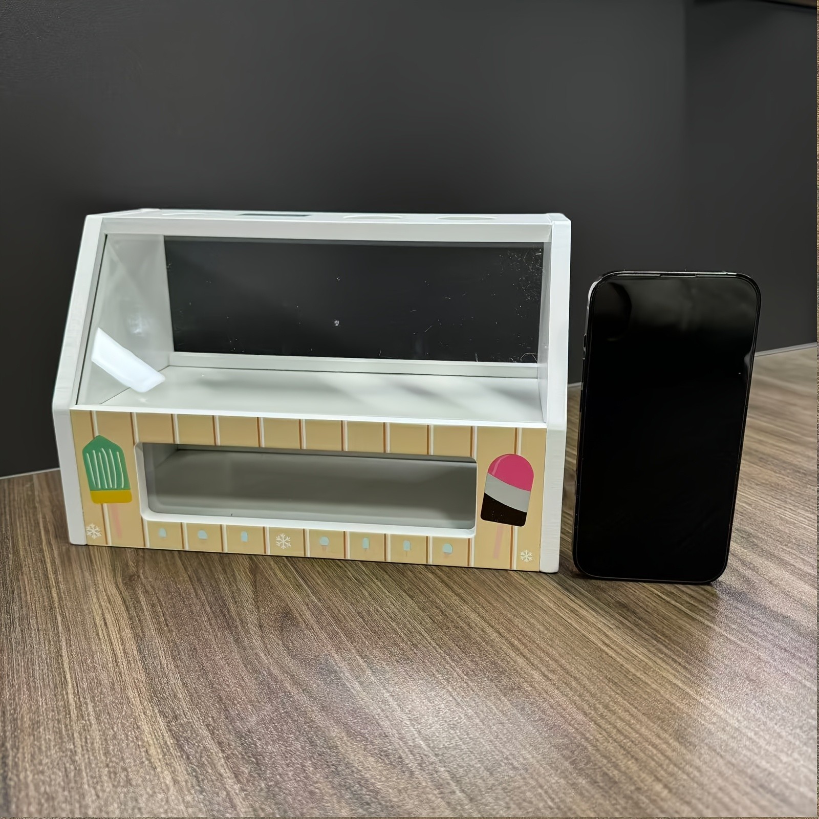 GENAI Ice Cream Counter Playset for Kids Wooden Pretend Play Ice Cream Shop Fun