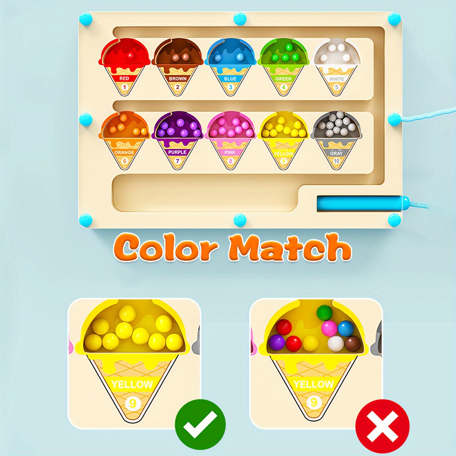 GENAI Wooden Magnetic Colour & Number Maze Puzzle Board A Fun Learning Adventure for Curious Minds