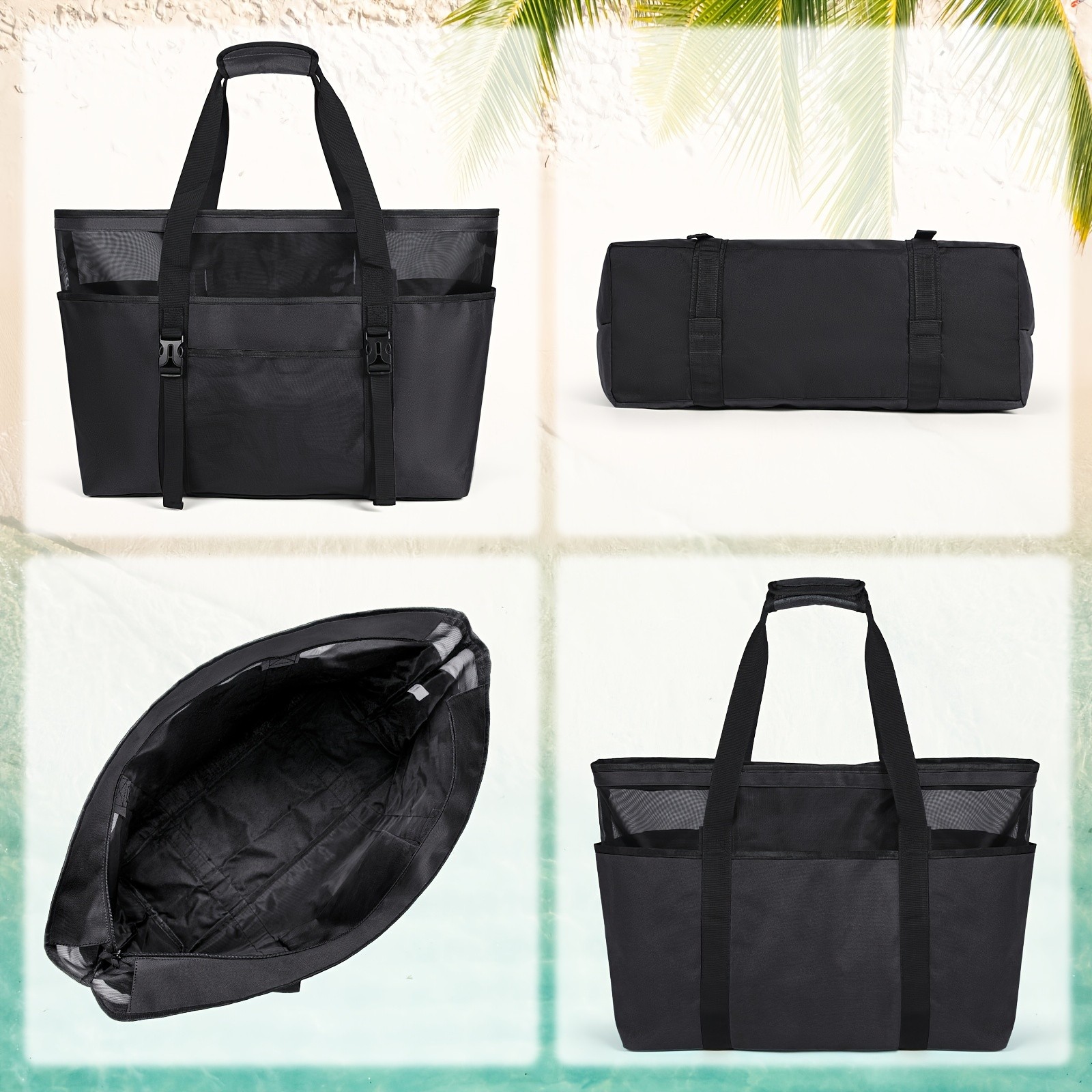 RAINSMORE Large Capacity Beach Tote Spacious, Durable & Perfect for Family Beach Adventures