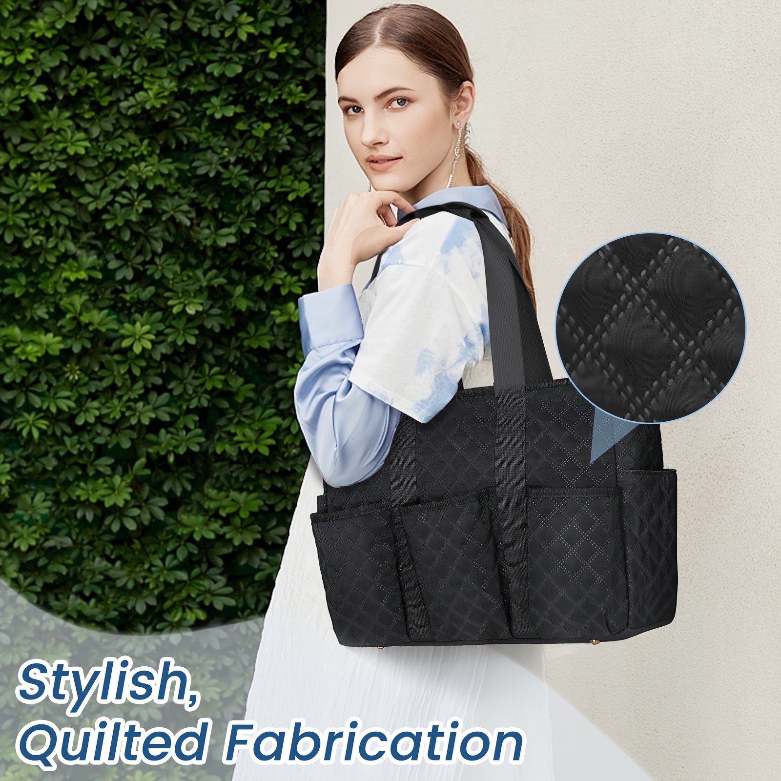 RAINSMORE Womens Large Laptop Tote Bag 15.6" Compartment, Heavy-Duty Organisation for Work, School & Travel