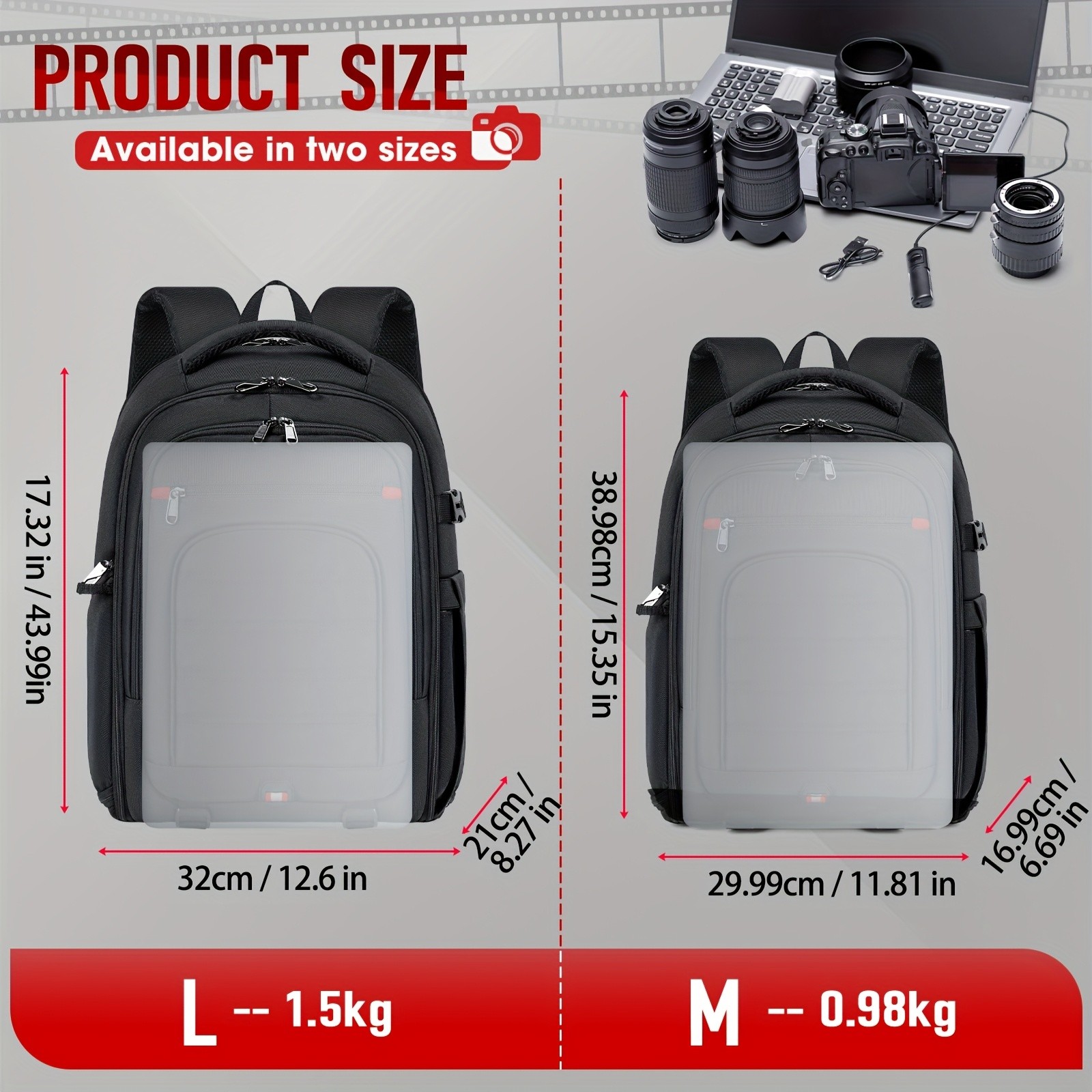 RAINSMORE Camera & Laptop Backpack  Anti-Theft 15.6" Photography Bag with Tripod Holder