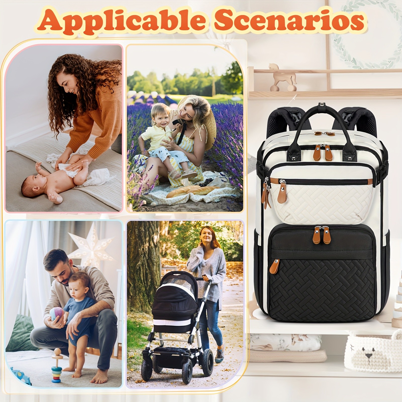 RAINSMORE Detachable Crossbody & Diaper Backpack Playful Cartoon Bear Design for Modern Kiwi Parents