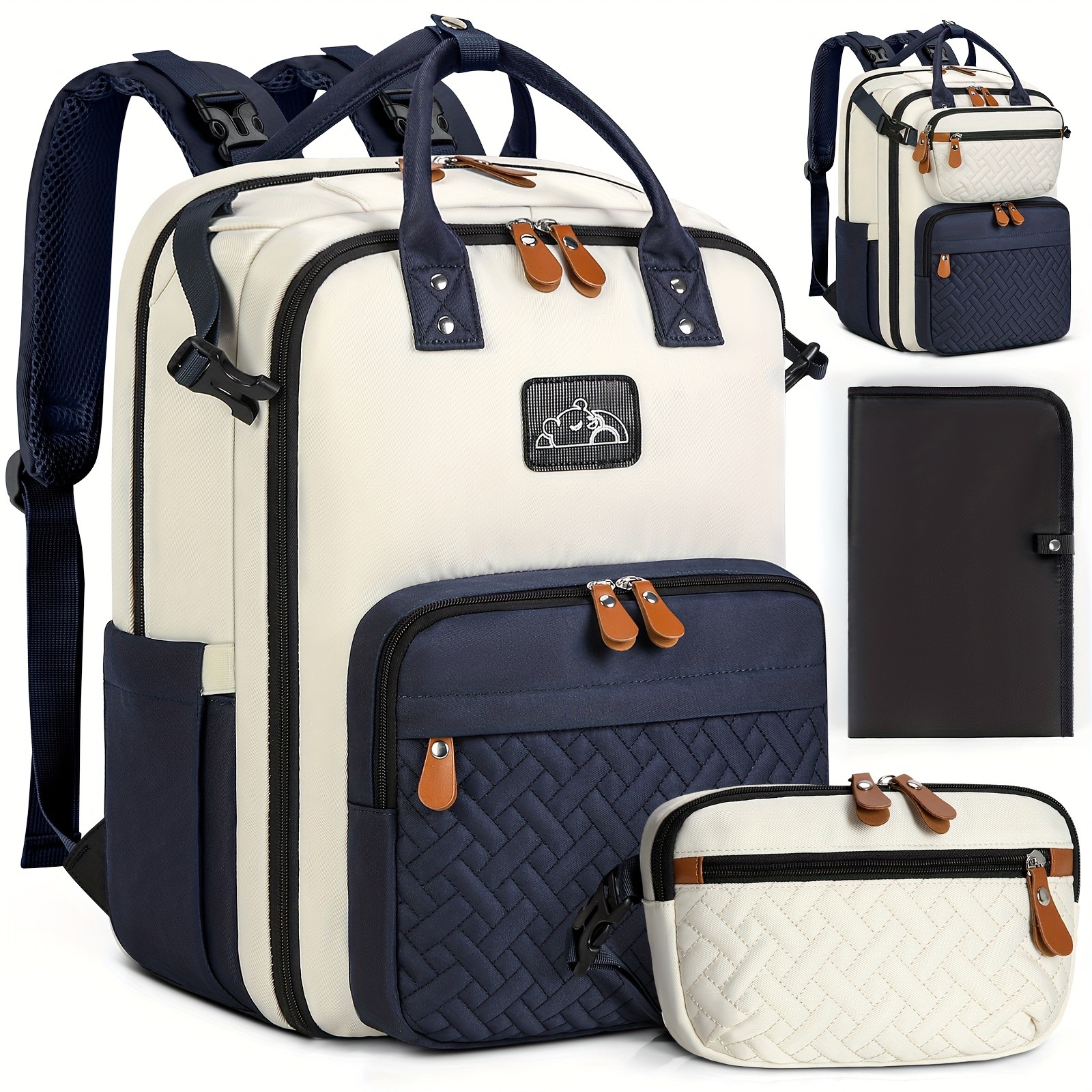 RAINSMORE Detachable Crossbody & Diaper Backpack Playful Cartoon Bear Design for Modern Kiwi Parents