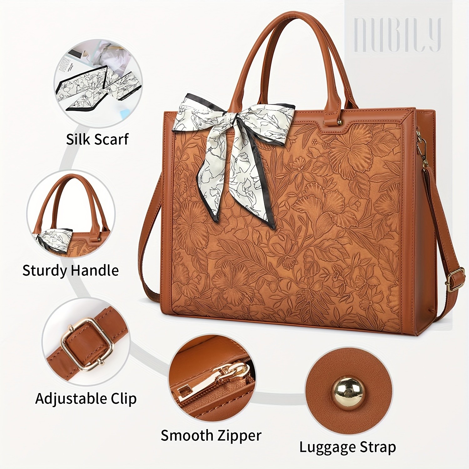 NUBILY Womens 39.62 cm Large Laptop Bag Lightweight Nylon Work Tote with Tablet Pocket & Adjustable Strap