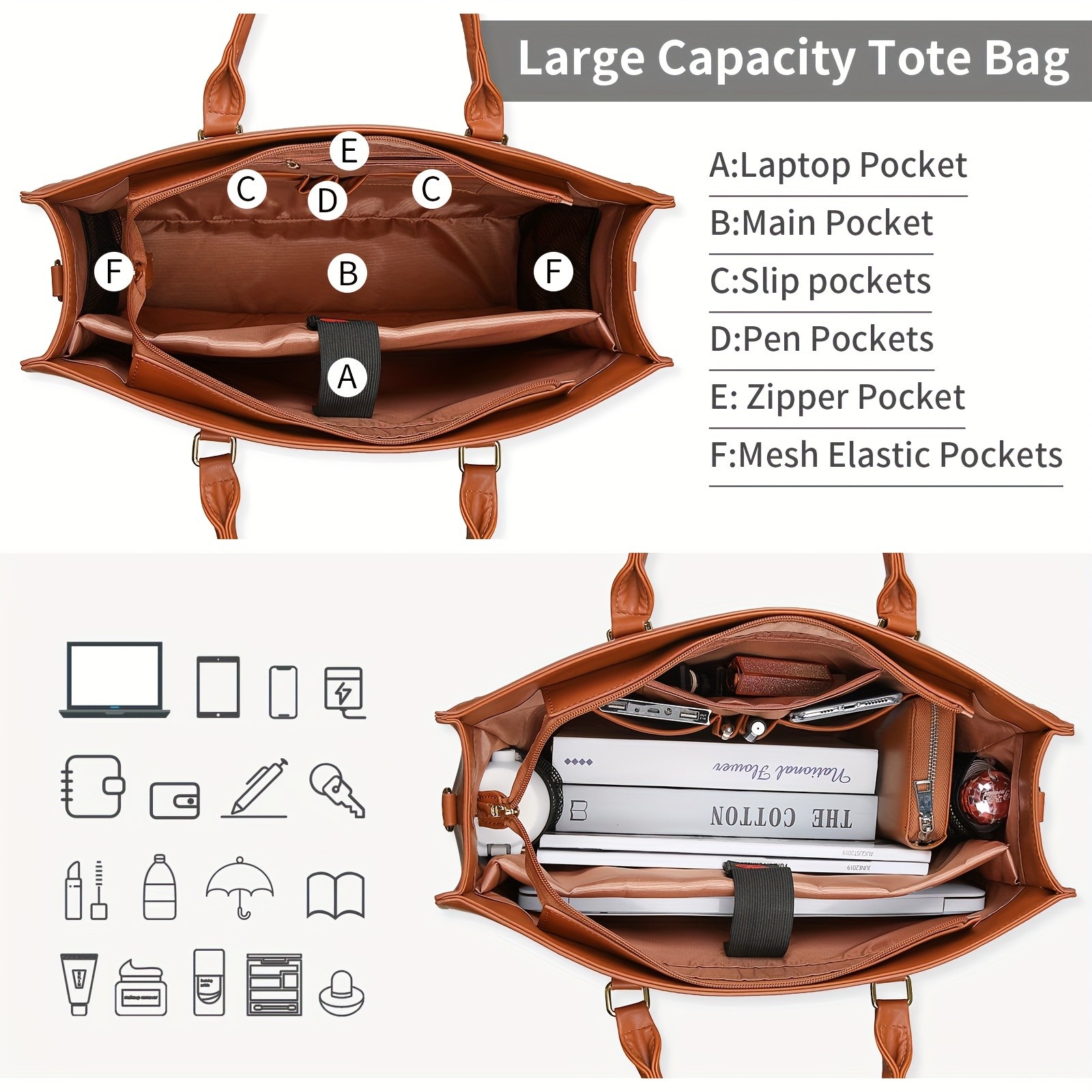 NUBILY Womens 39.62 cm Large Laptop Bag  Lightweight Nylon Work Tote with Tablet Pocket & Adjustable Strap