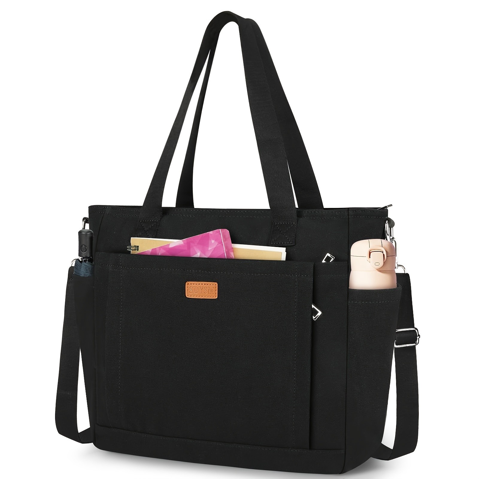 NUBILY Large Canvas Tote Bag Lightweight, Casual & Spacious Carryall for Daily Work, School & Beach Days