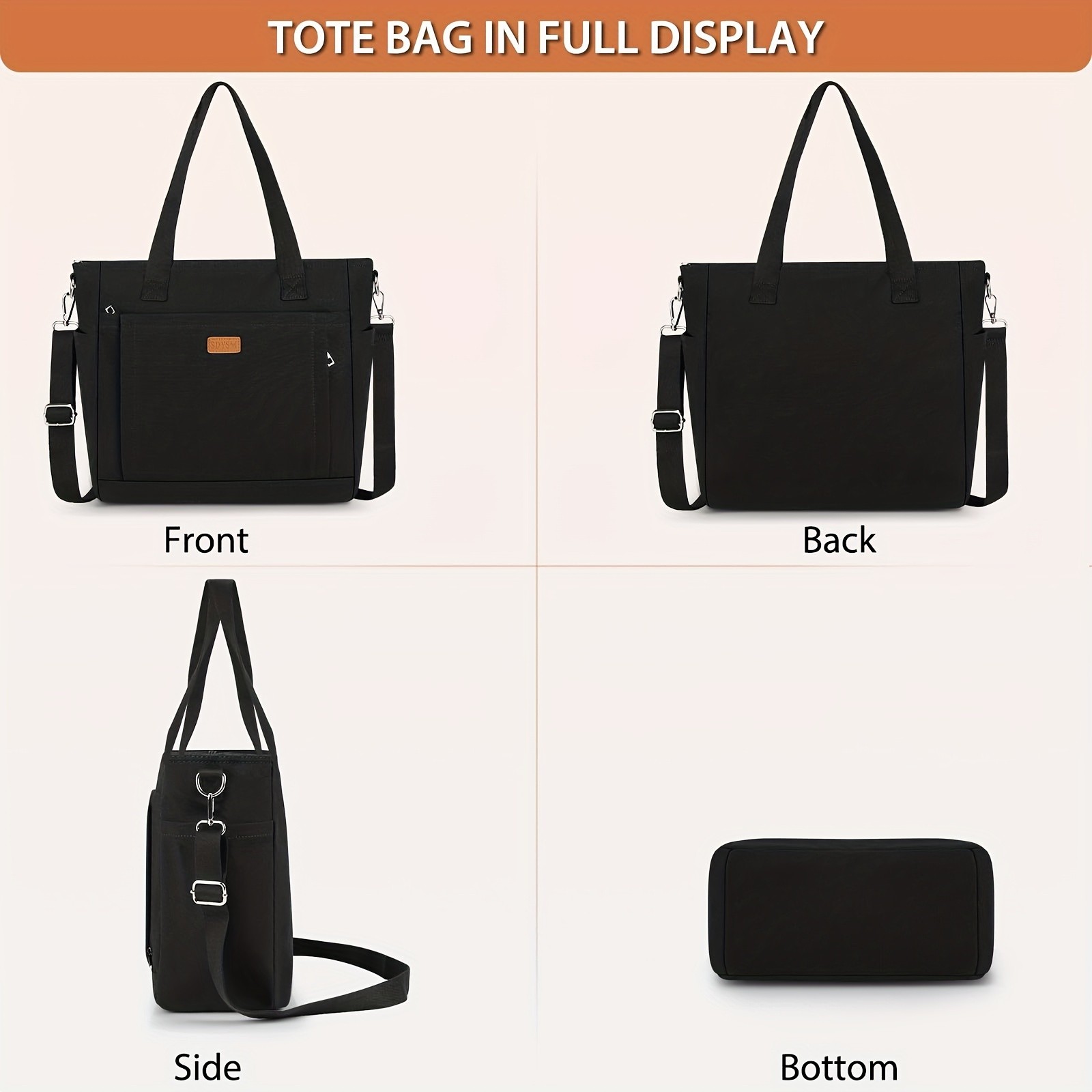 NUBILY Large Canvas Tote Bag Lightweight, Casual & Spacious Carryall for Daily Work, School & Beach Days