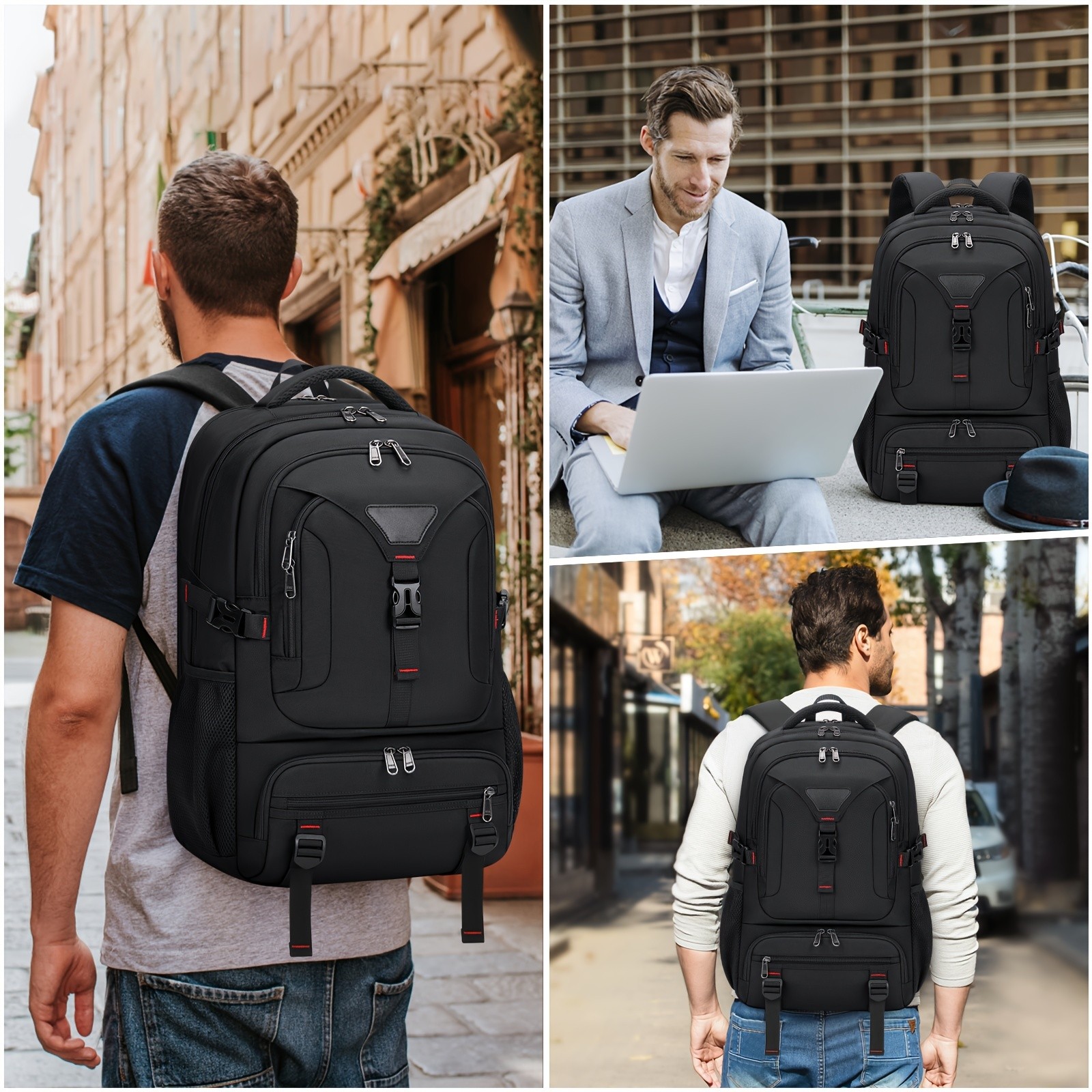 NUBILY 17.3-Inch Mens Laptop Backpack 50L Sleek Travel Pack for Work, College & Business