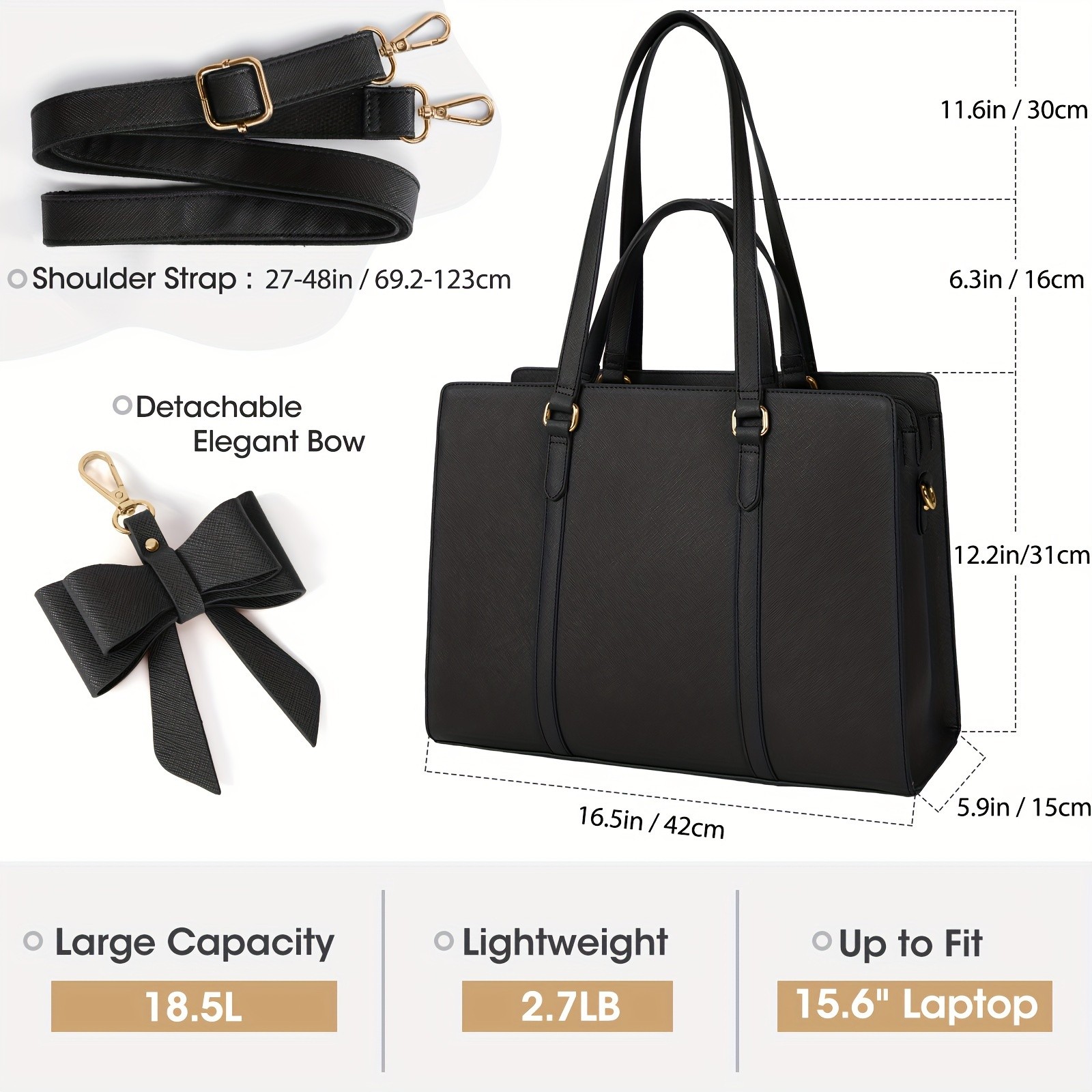 NUBILY Womens 39.62 cm Laptop Tote Bag Elegant PU Leather Work Bag for Modern Professionals