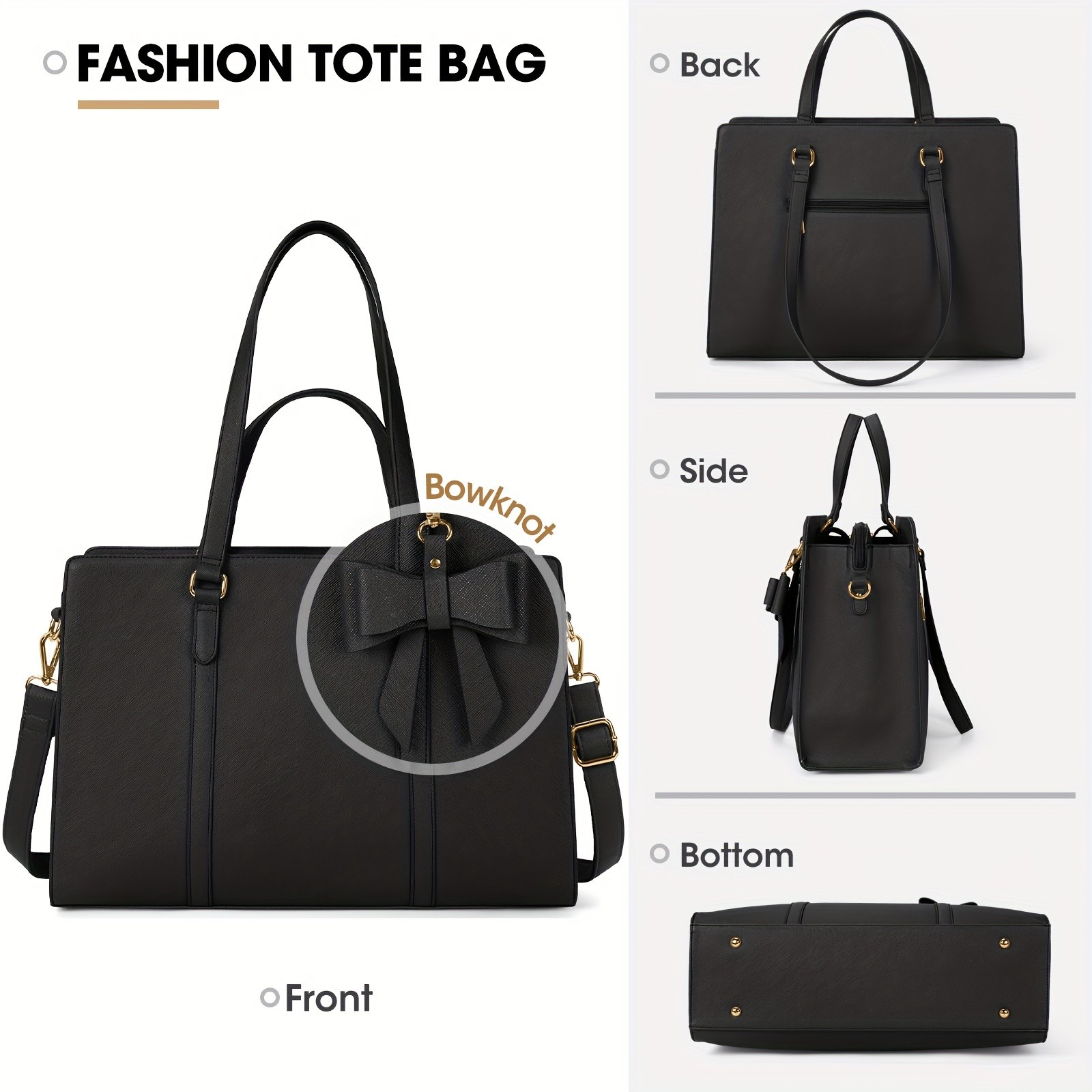 NUBILY Womens 39.62 cm Laptop Tote Bag  Elegant PU Leather Work Bag for Modern Professionals