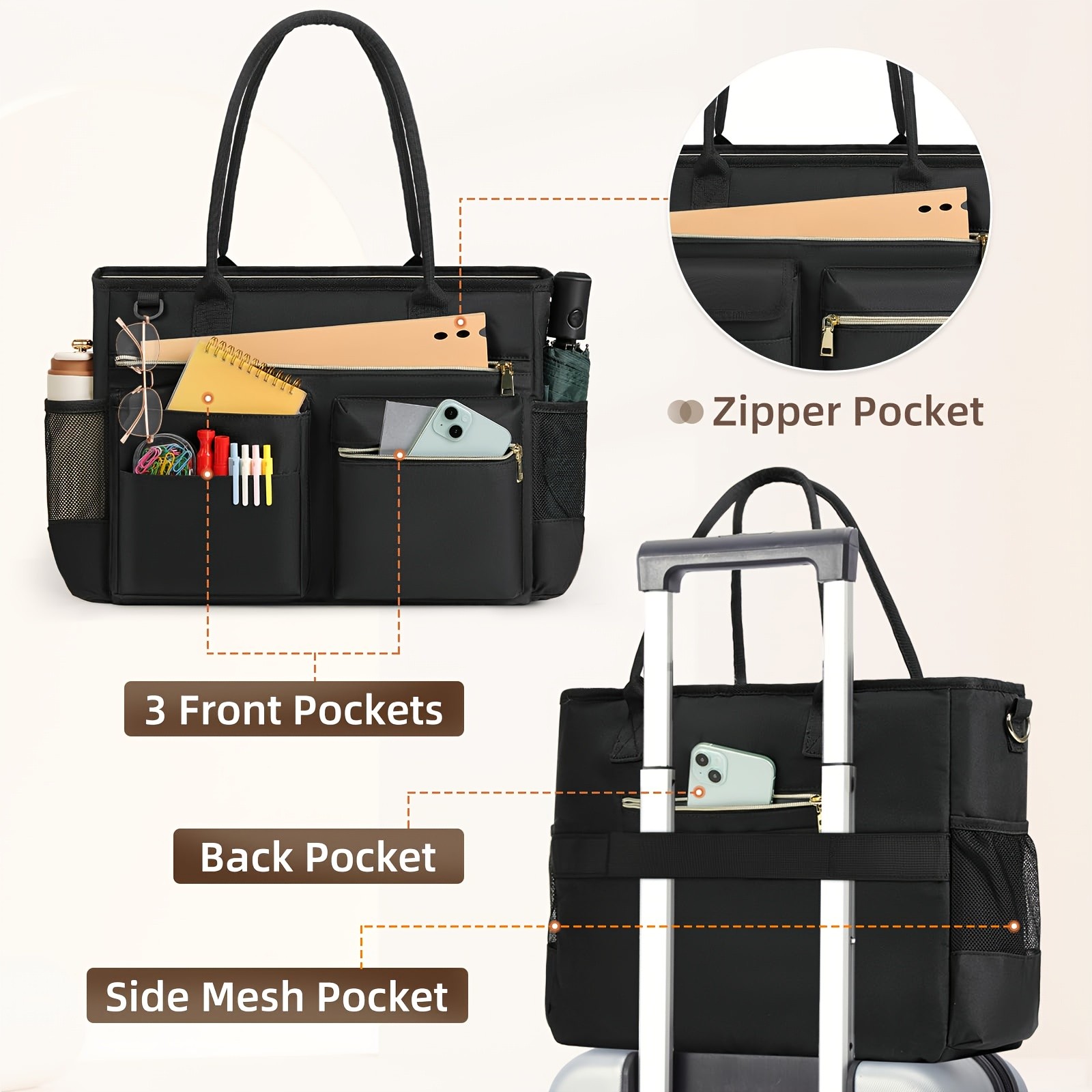 NUBILY Womens 15.6-Inch Laptop Bag Casual, Lightweight & Large Capacity Professional Tote