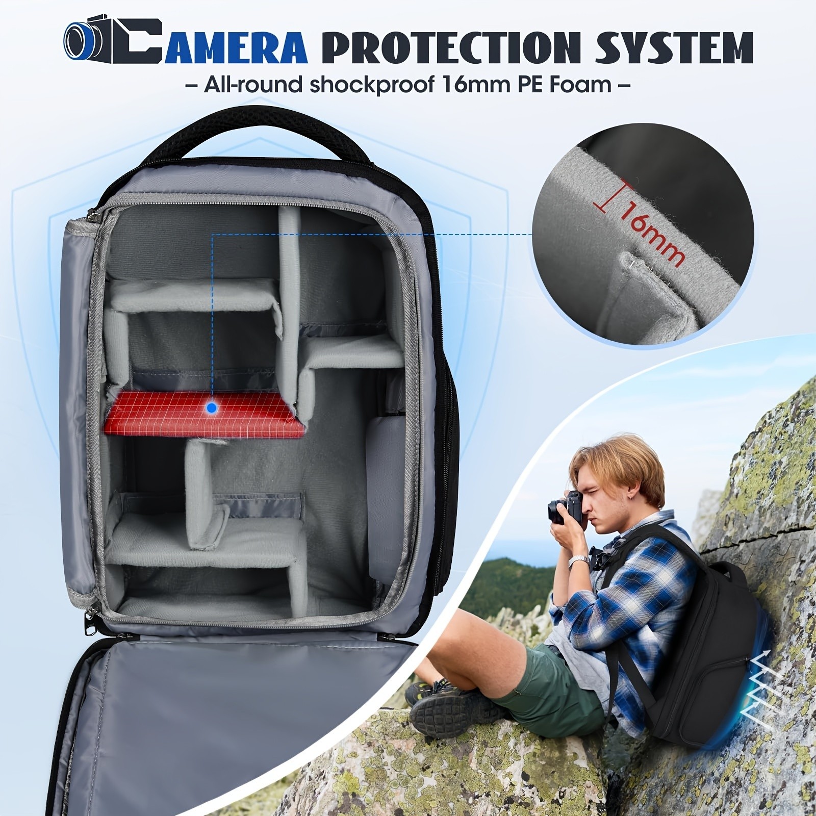 NUBILY Camera Backpack Professional Anti-Theft Travel Bag for DSLR, SLR, Mirrorless & 35.56 cm Laptops