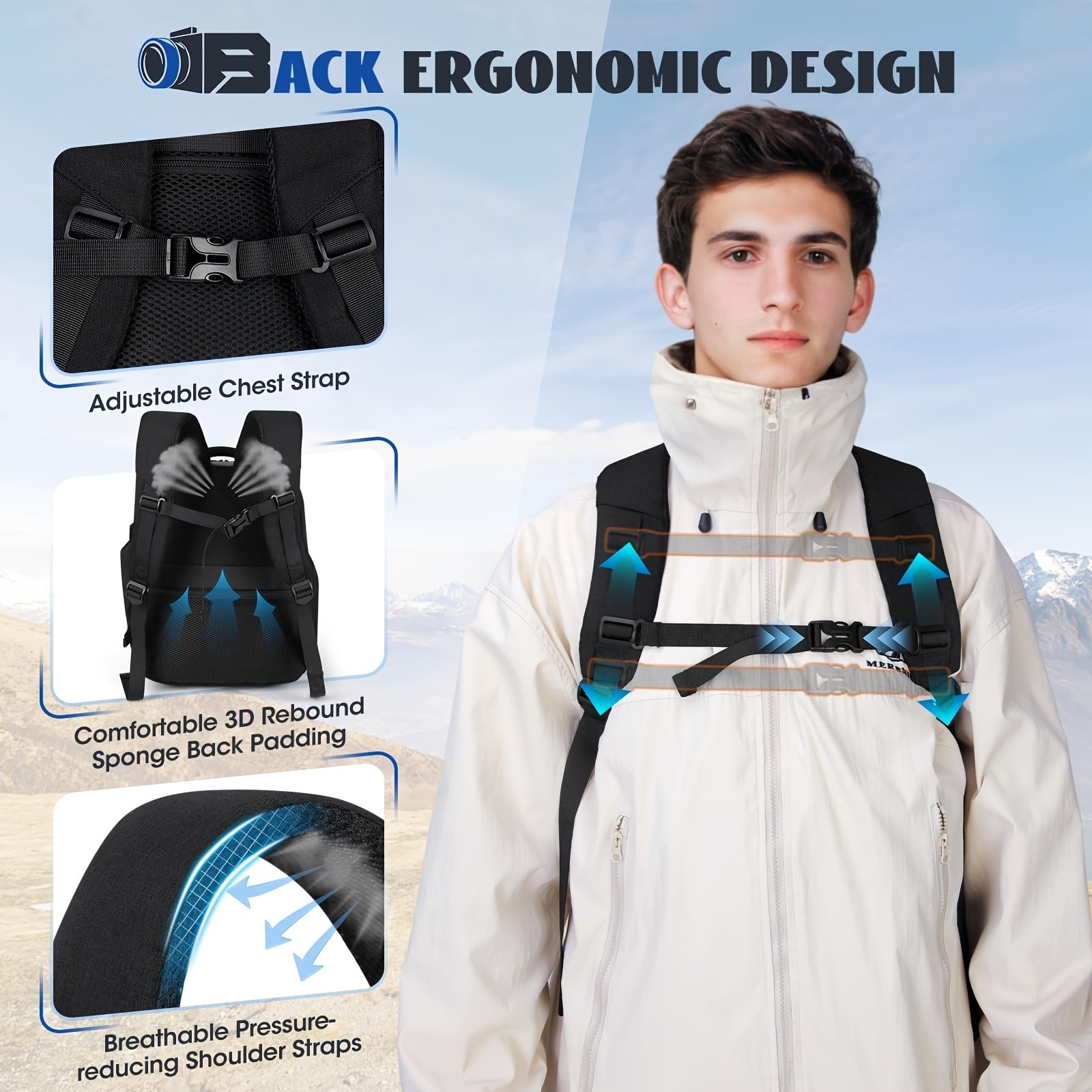 NUBILY Camera Backpack Professional Anti-Theft Travel Bag for DSLR, SLR, Mirrorless & 35.56 cm Laptops