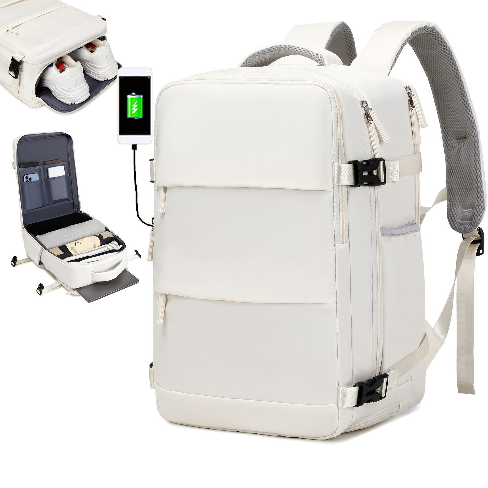 ENOSHI Ladies Laptop Backpack Airline-Approved Travel Bag with USB Charging & 15.6-Inch Laptop Compartment