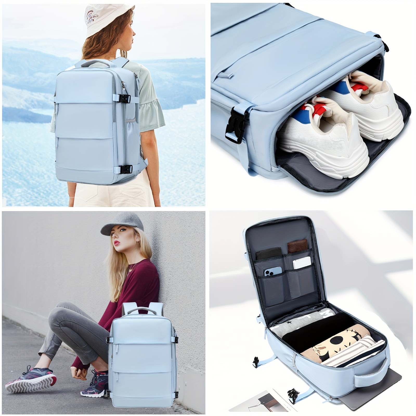 ENOSHI Ladies Laptop Backpack Airline-Approved Travel Bag with USB Charging & 15.6-Inch Laptop Compartment