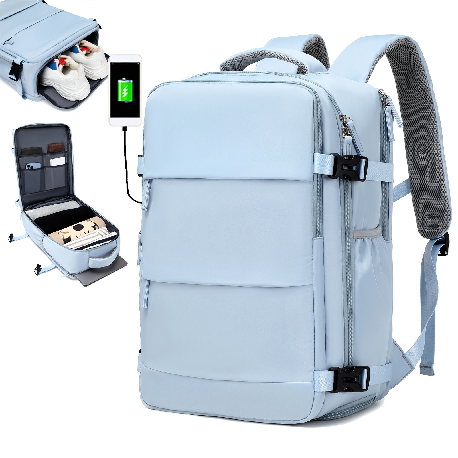 ENOSHI Ladies Laptop Backpack Airline-Approved Travel Bag with USB Charging & 15.6-Inch Laptop Compartment